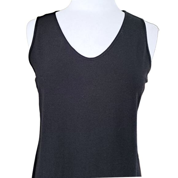 EILEEN FISHER Black System Stretch Crepe V-neck Sleeveless Dress Size Small - Picture 4 of 7